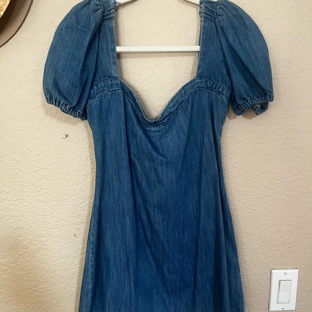 Zara Denim Puff Sleeve Dress